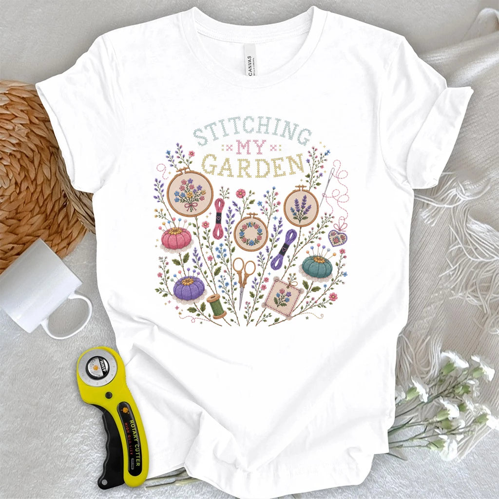 Floral Needlework Garden T-shirt