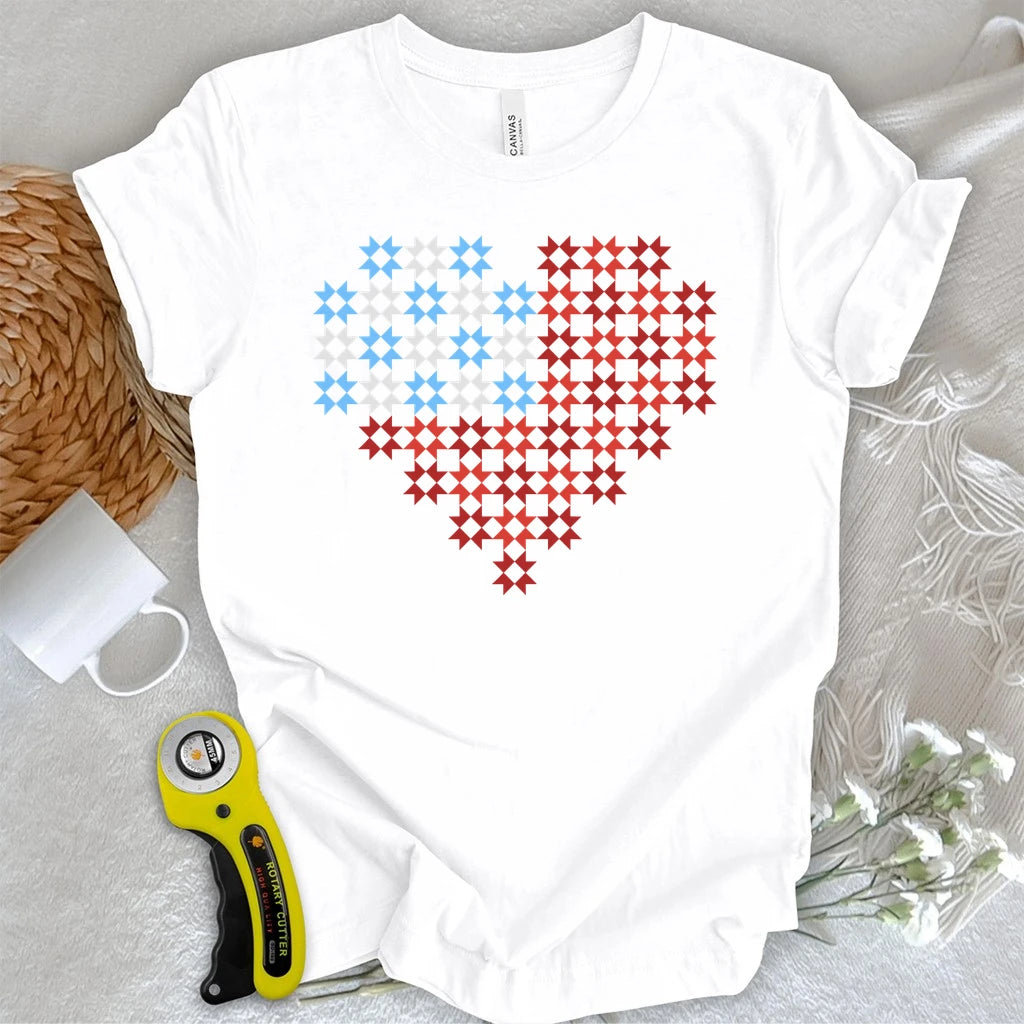 Patriotic Star Block Heart T-shirt