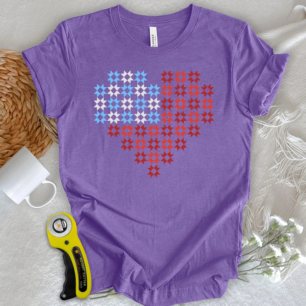 Patriotic Star Block Heart T-shirt