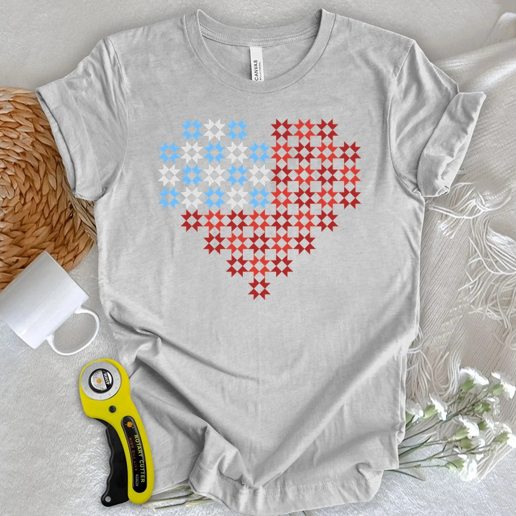 Patriotic Star Block Heart T-shirt