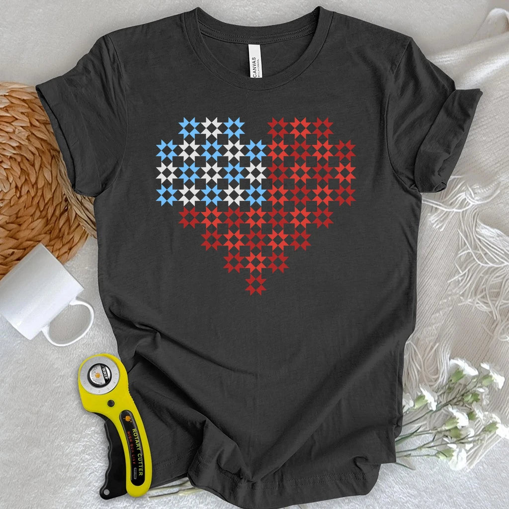 Patriotic Star Block Heart T-shirt
