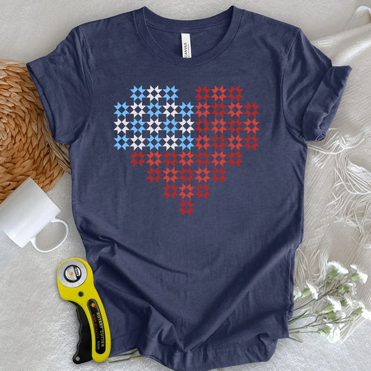 Patriotic Star Block Heart T-shirt