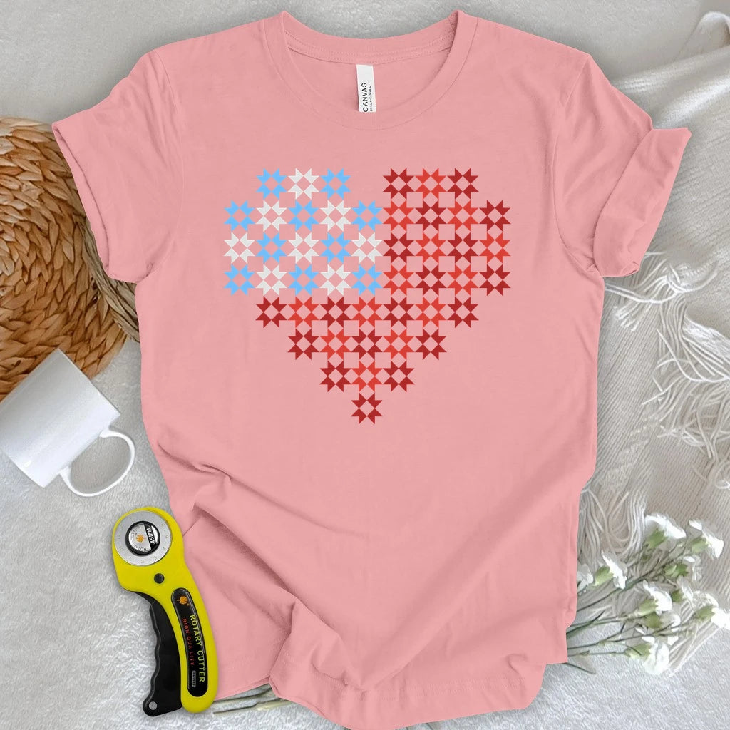 Patriotic Star Block Heart T-shirt