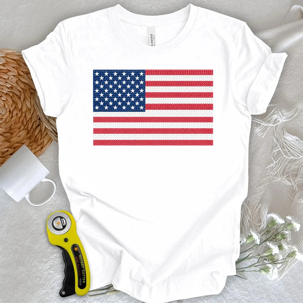 America Cross Stich Flag T-shirt