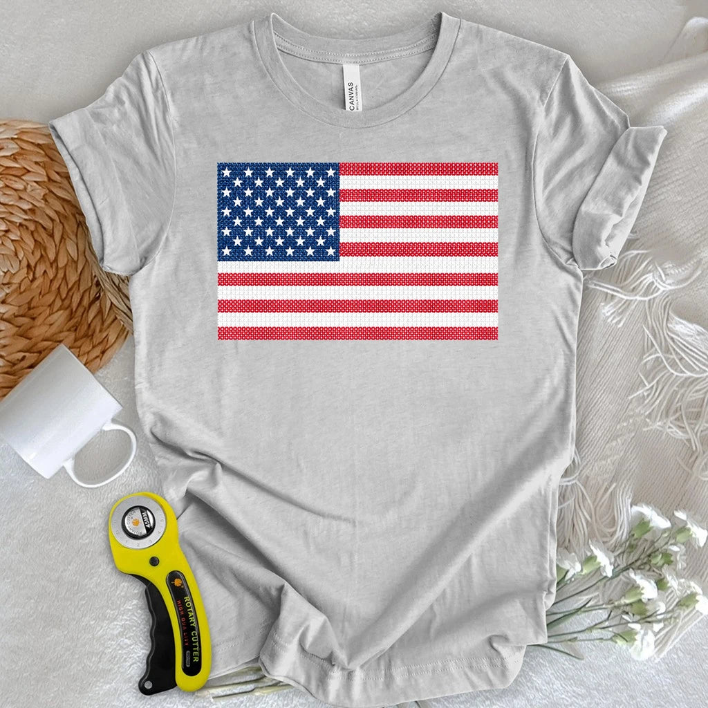 America Cross Stich Flag T-shirt