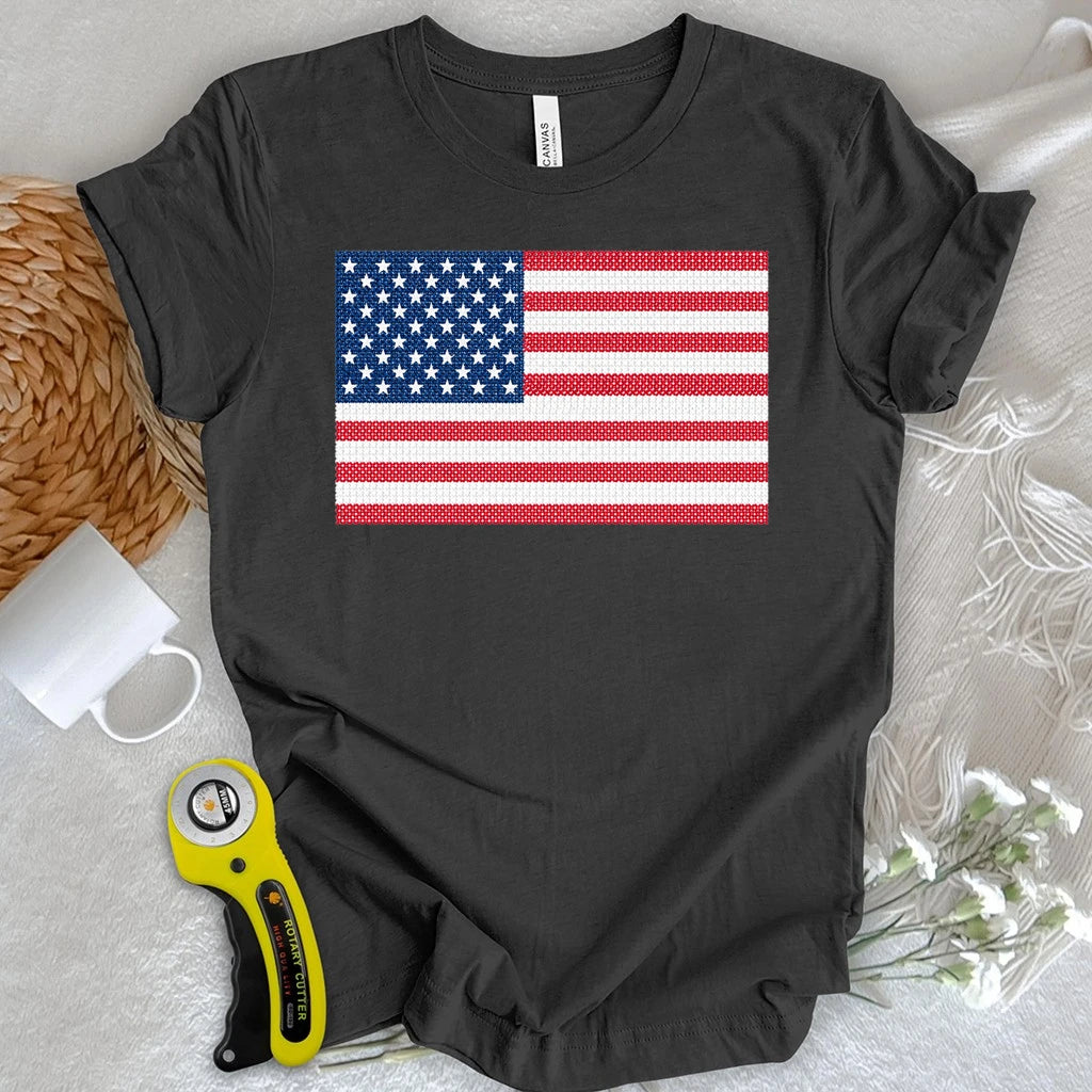 America Cross Stich Flag T-shirt
