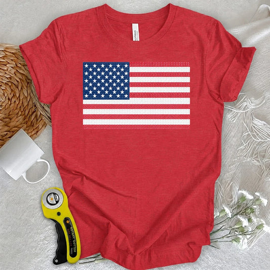America Cross Stich Flag T-shirt