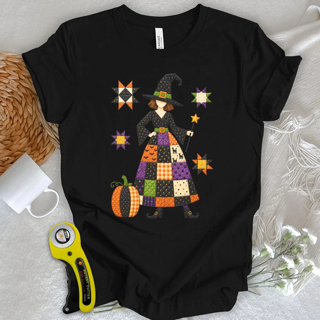 Patchwork Quilt Witch T-shirt