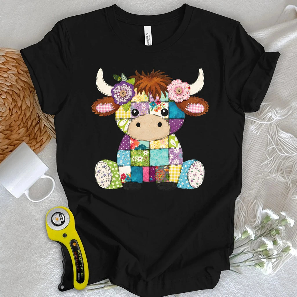 Patchwork Baby Highland Cow T-shirt