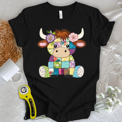 Patchwork Baby Highland Cow T-shirt