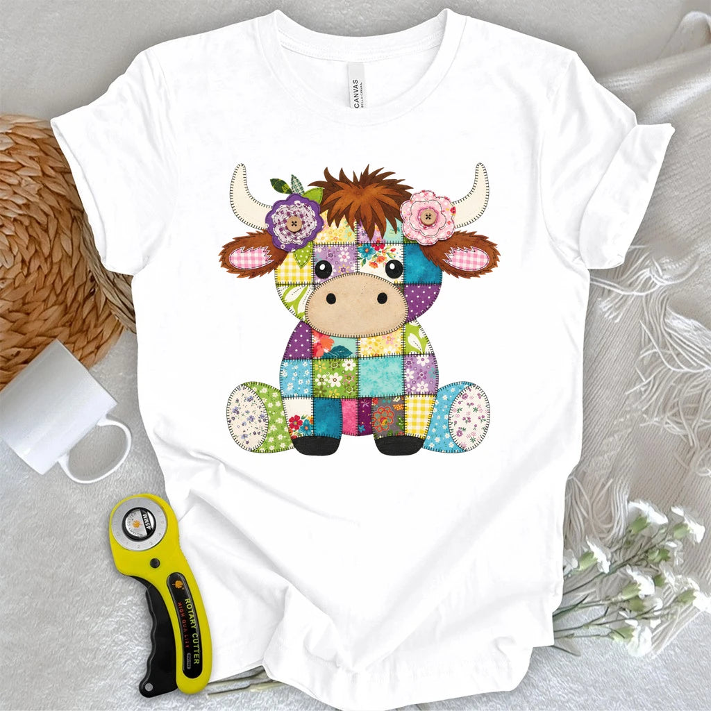 Patchwork Baby Highland Cow T-shirt