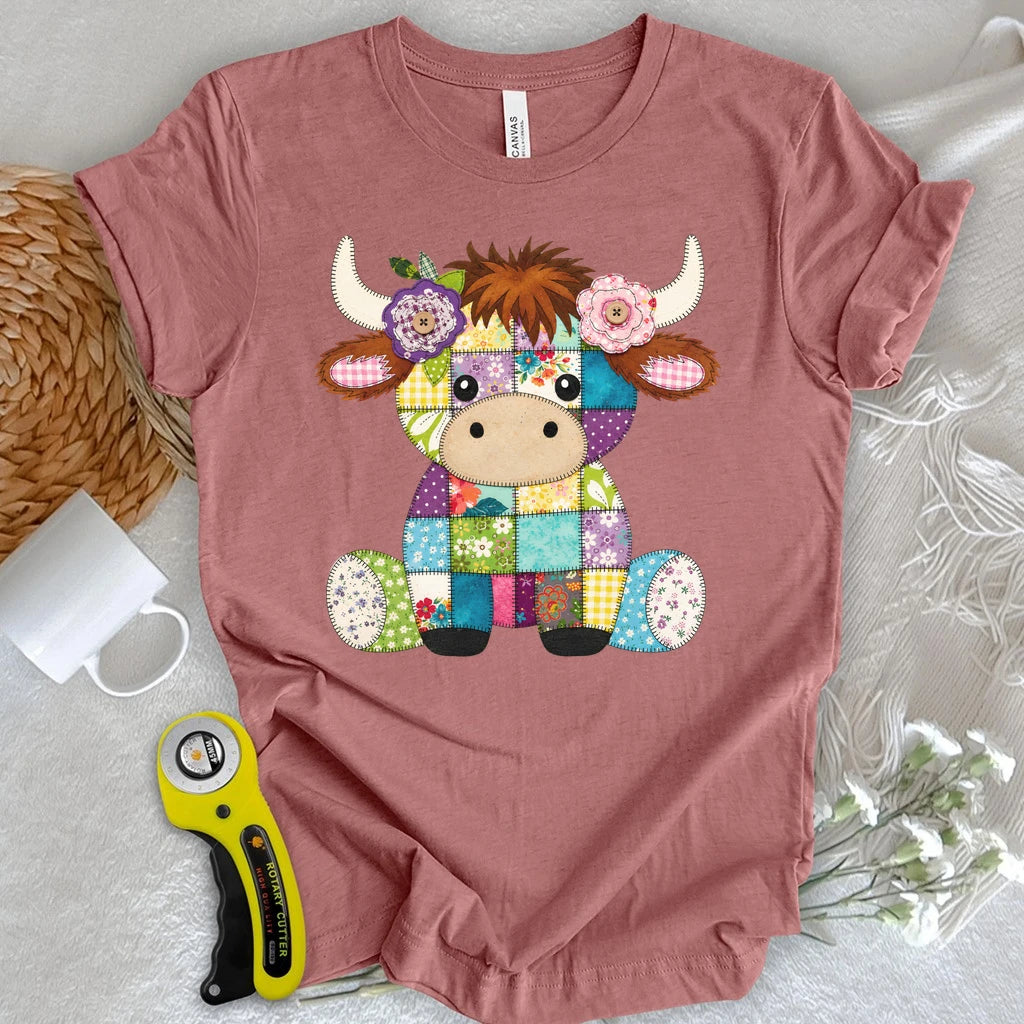 Patchwork Baby Highland Cow T-shirt
