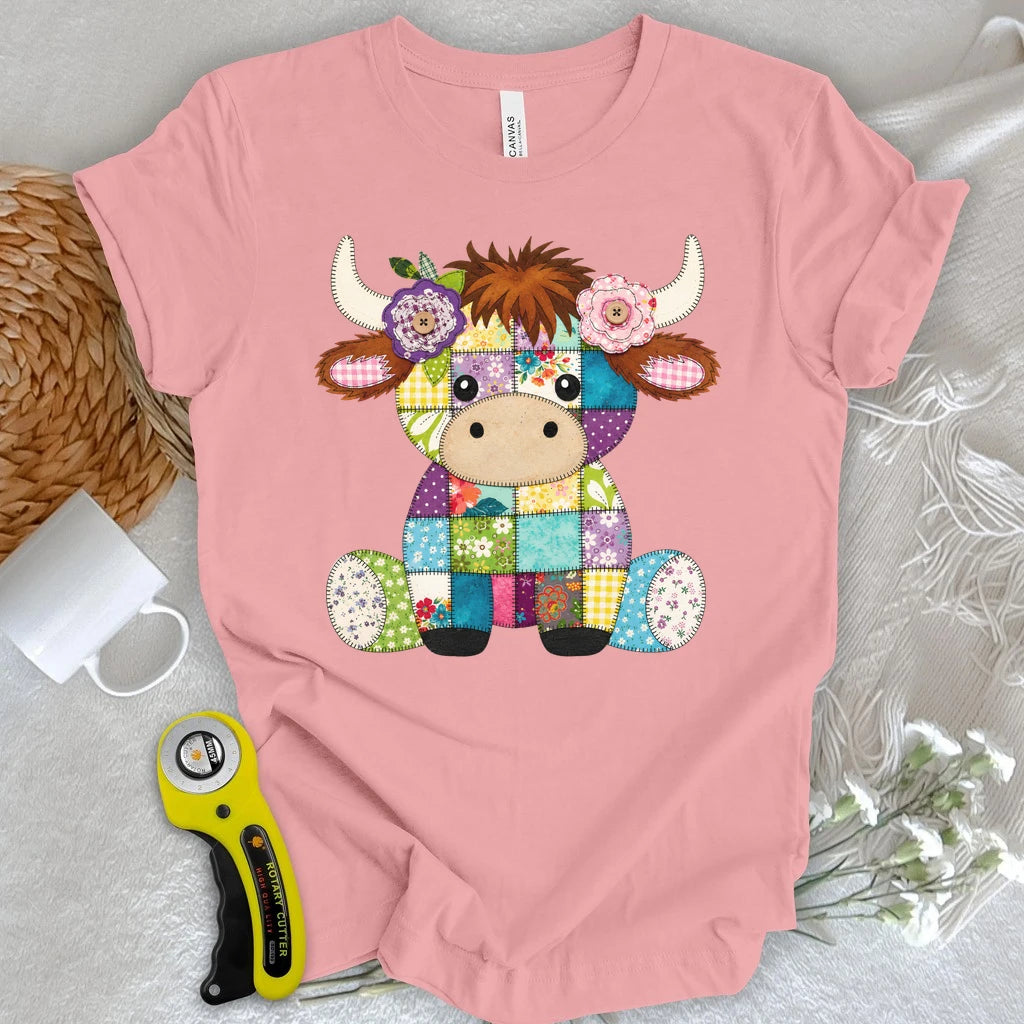 Patchwork Baby Highland Cow T-shirt
