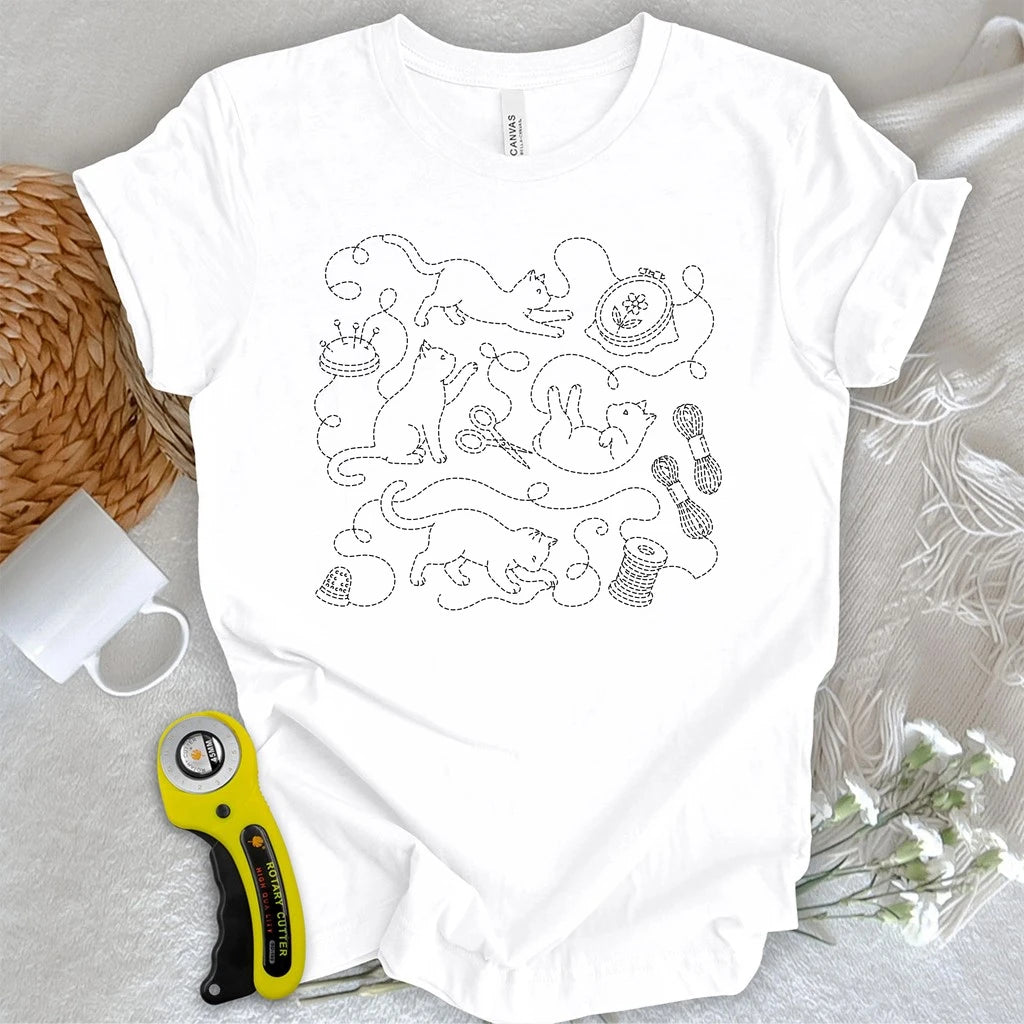 Sashiko Cats T-shirt