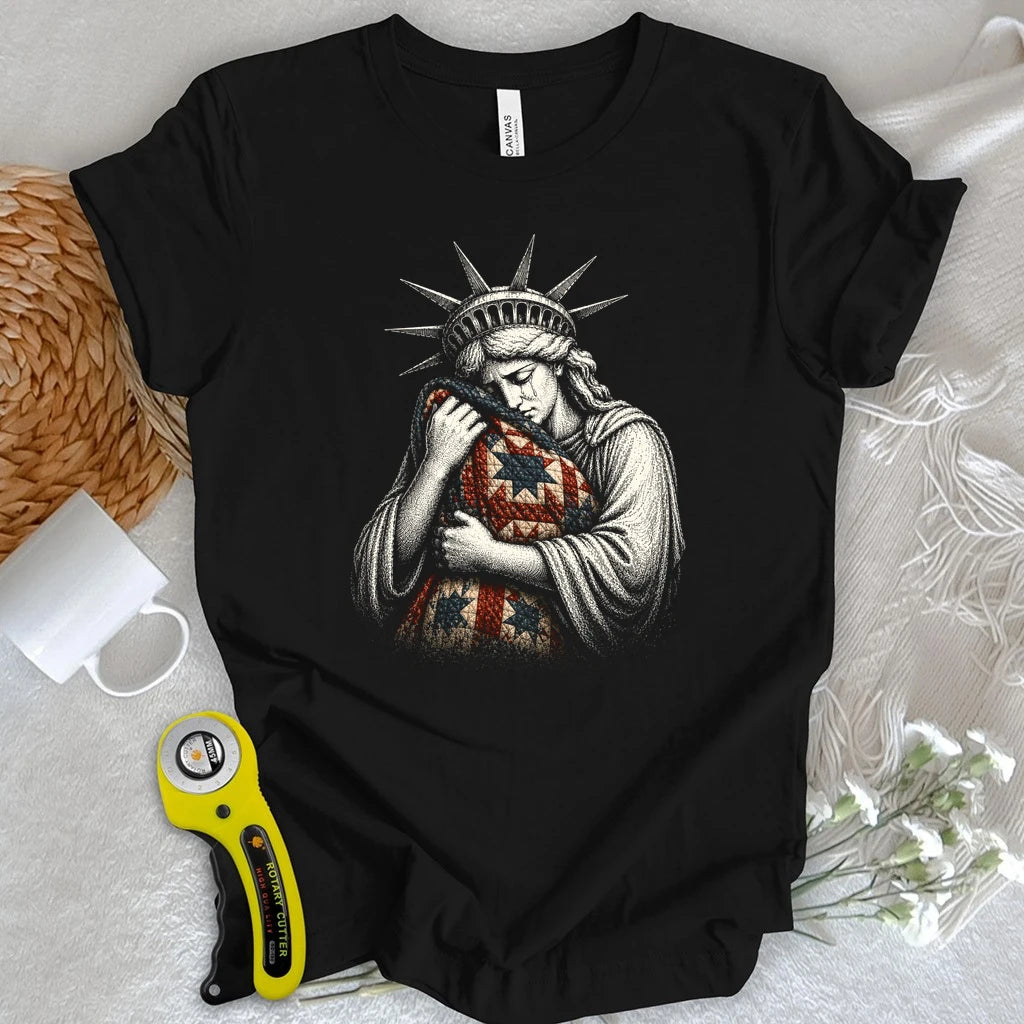 Liberty Crying Into Her Quilt T-shirt