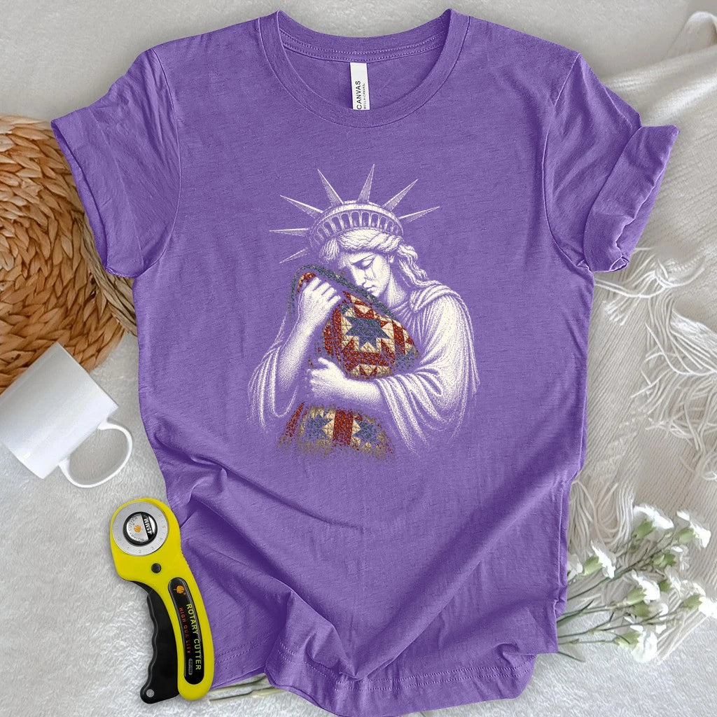 Liberty Crying Into Her Quilt T-shirt