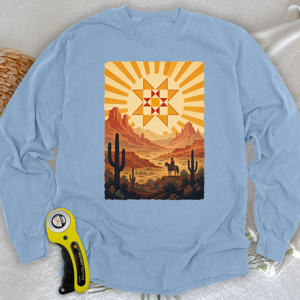 Western Cowboy Quilt Star Long Sleeve T-shirt