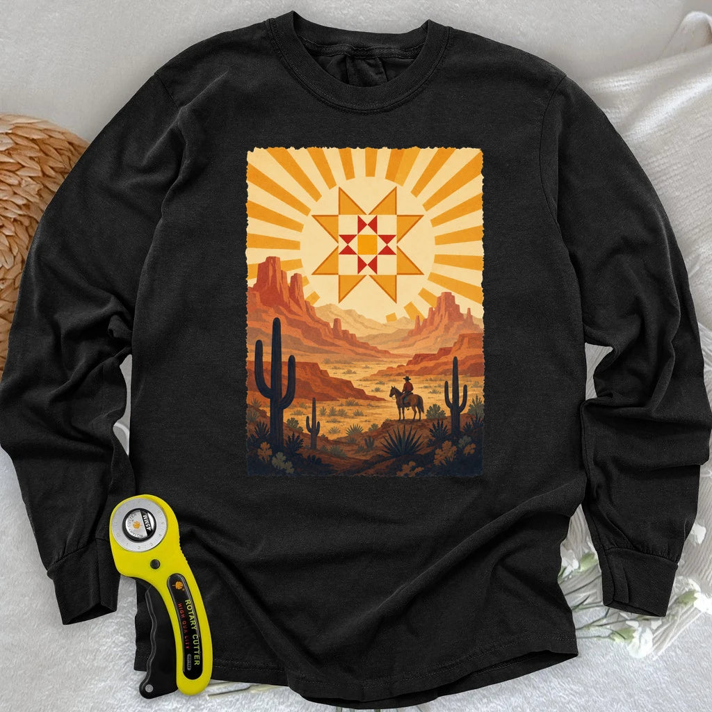 Western Cowboy Quilt Star Long Sleeve T-shirt