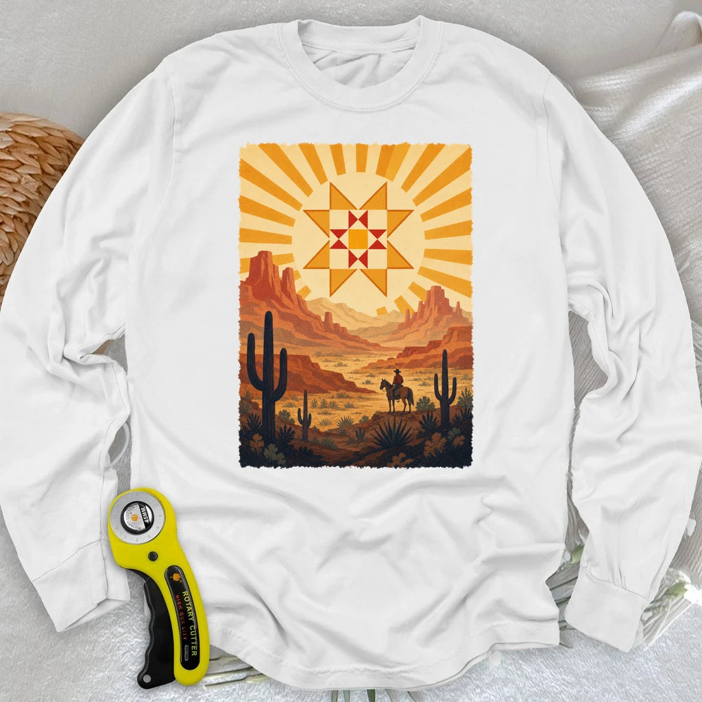 Western Cowboy Quilt Star Long Sleeve T-shirt