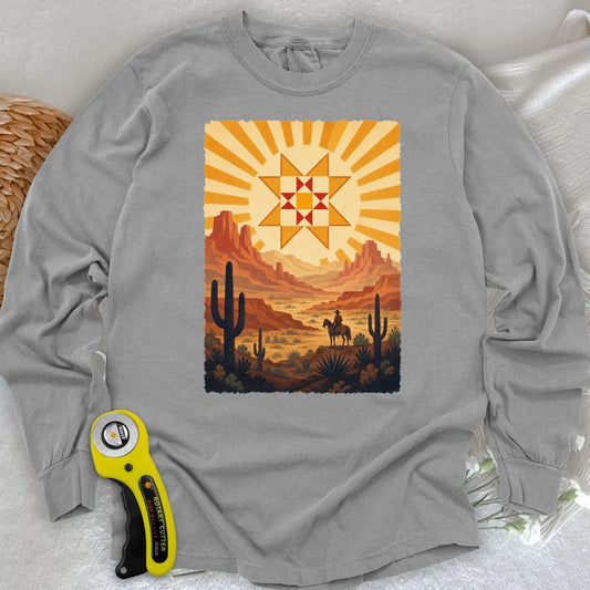 Western Cowboy Quilt Star Long Sleeve T-shirt