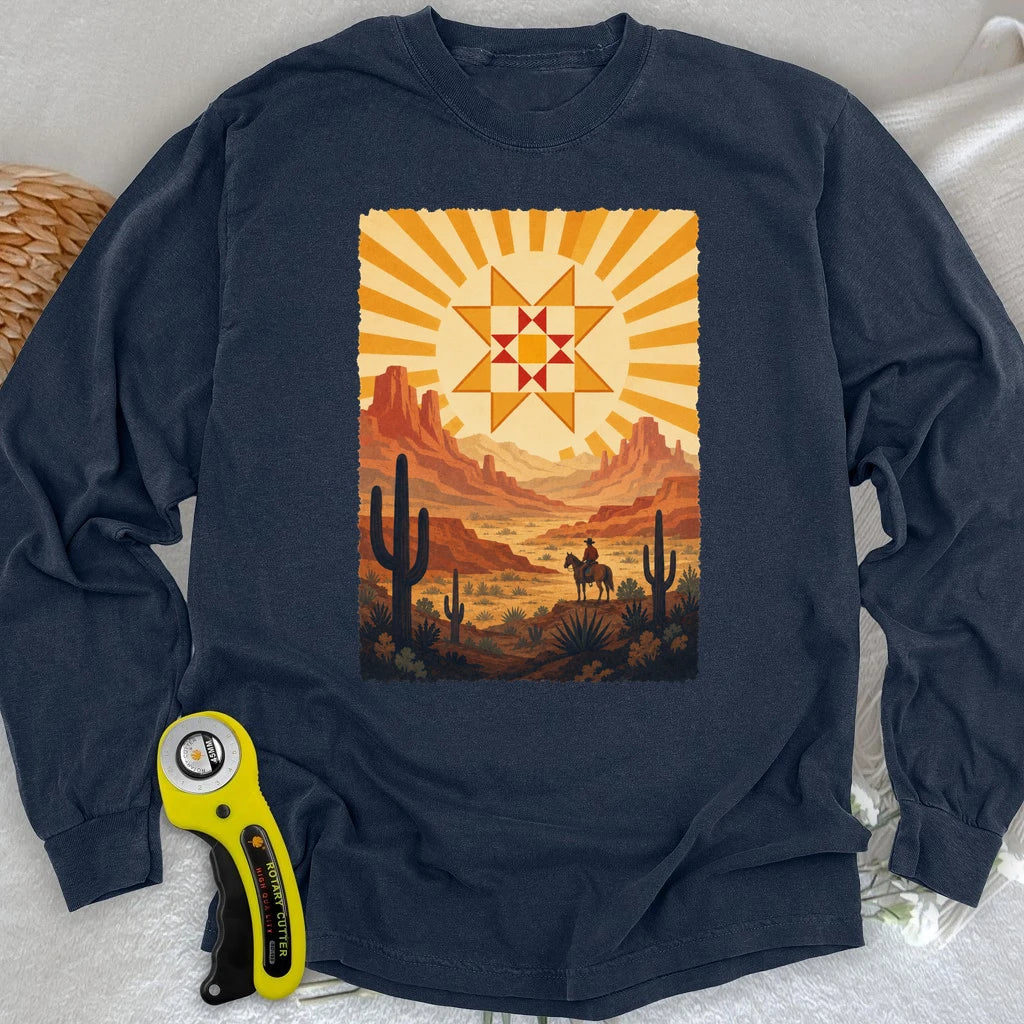 Western Cowboy Quilt Star Long Sleeve T-shirt