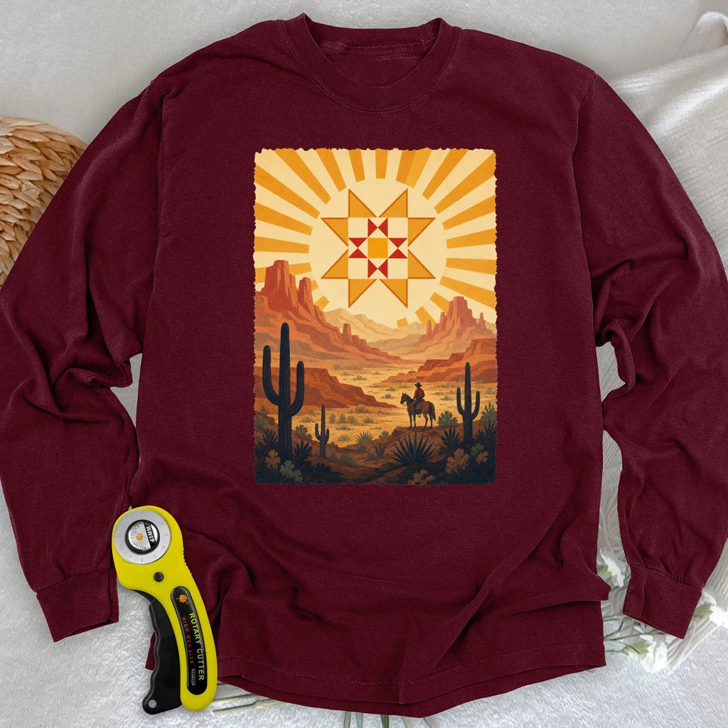 Western Cowboy Quilt Star Long Sleeve T-shirt