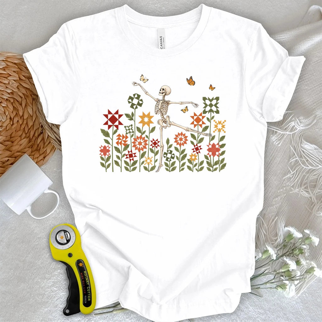 Dancing Skeleton Quilt Garden T-shirt