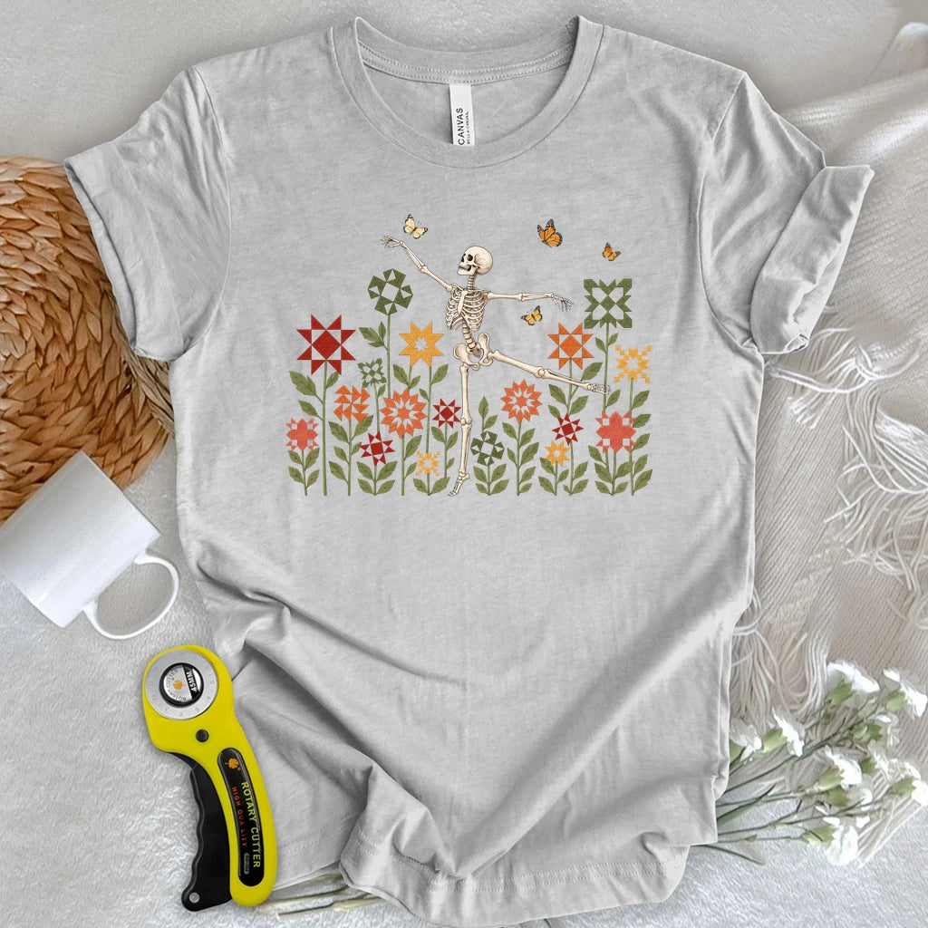 Dancing Skeleton Quilt Garden T-shirt
