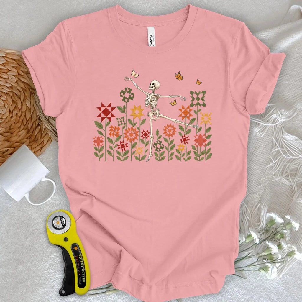 Dancing Skeleton Quilt Garden T-shirt