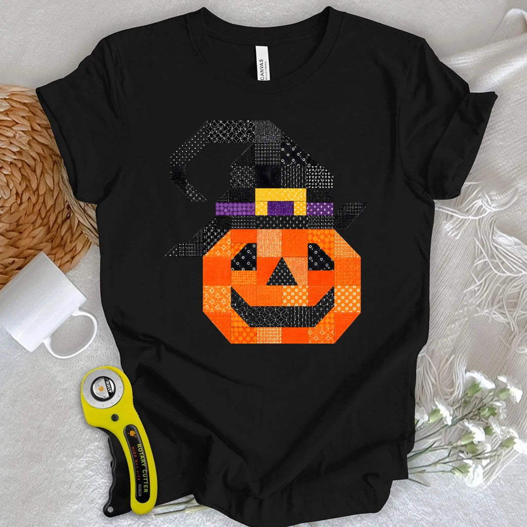 Patchwork Pumpkin Witch T-shirt