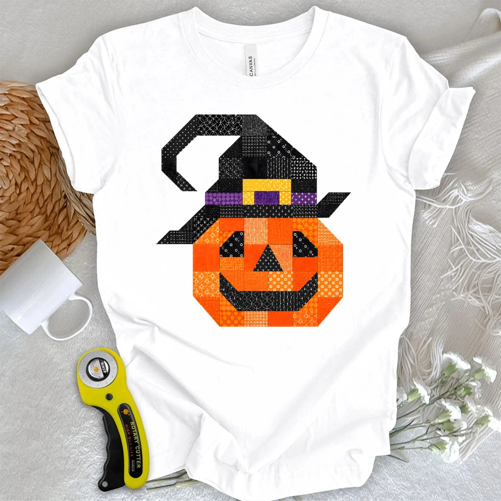 Patchwork Pumpkin Witch T-shirt