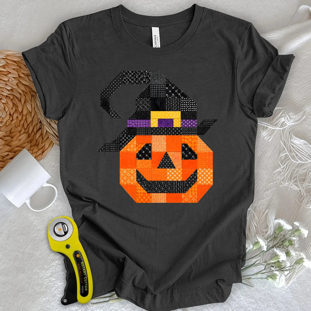Patchwork Pumpkin Witch T-shirt