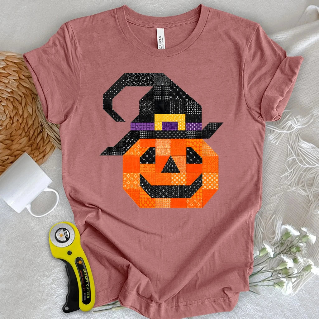 Patchwork Pumpkin Witch T-shirt