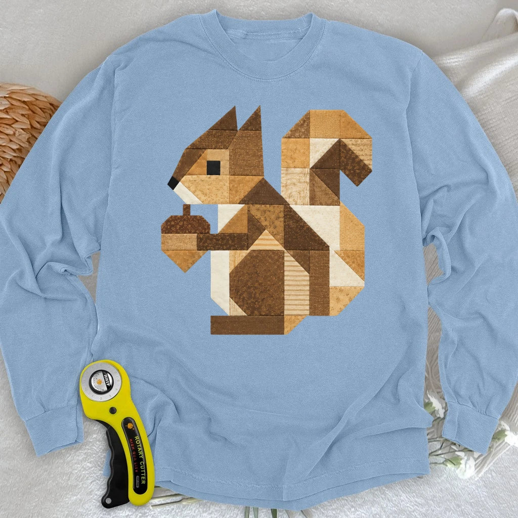 Patchwork Squirrel Long Sleeve T-shirt