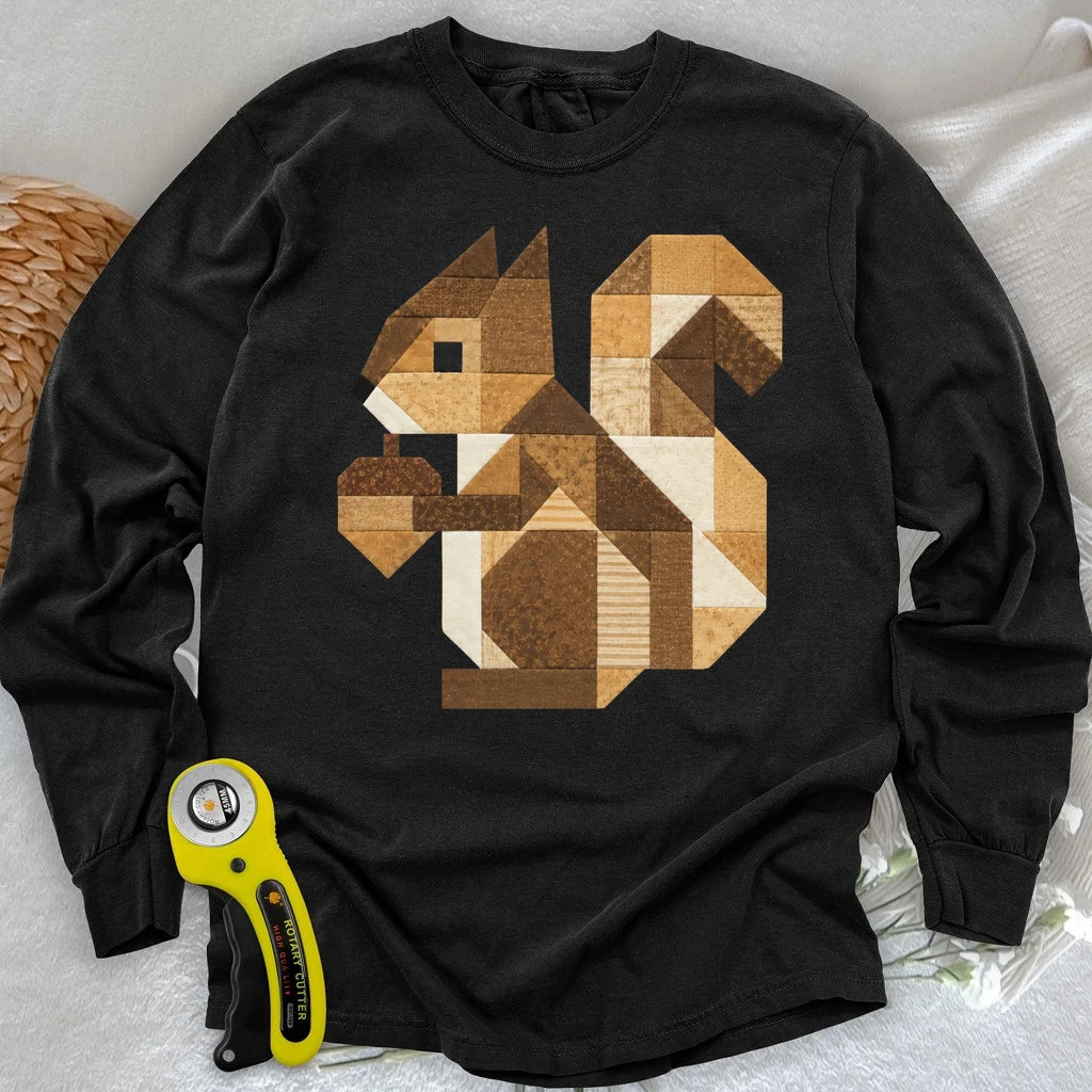 Patchwork Squirrel Long Sleeve T-shirt