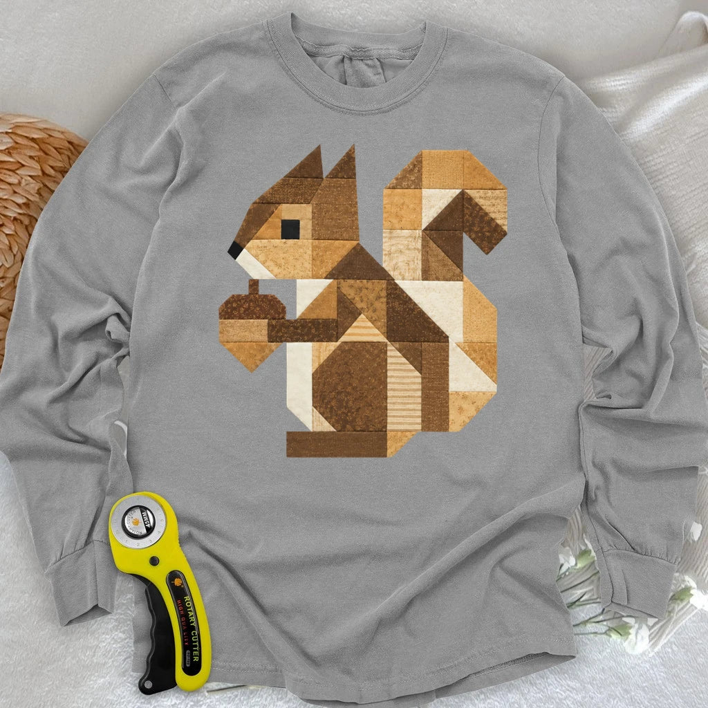 Patchwork Squirrel Long Sleeve T-shirt