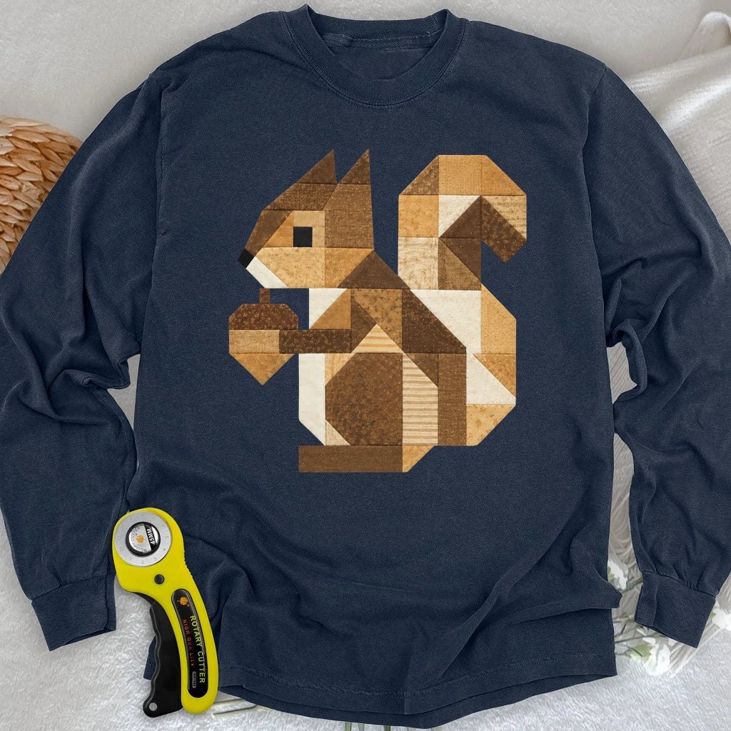Patchwork Squirrel Long Sleeve T-shirt