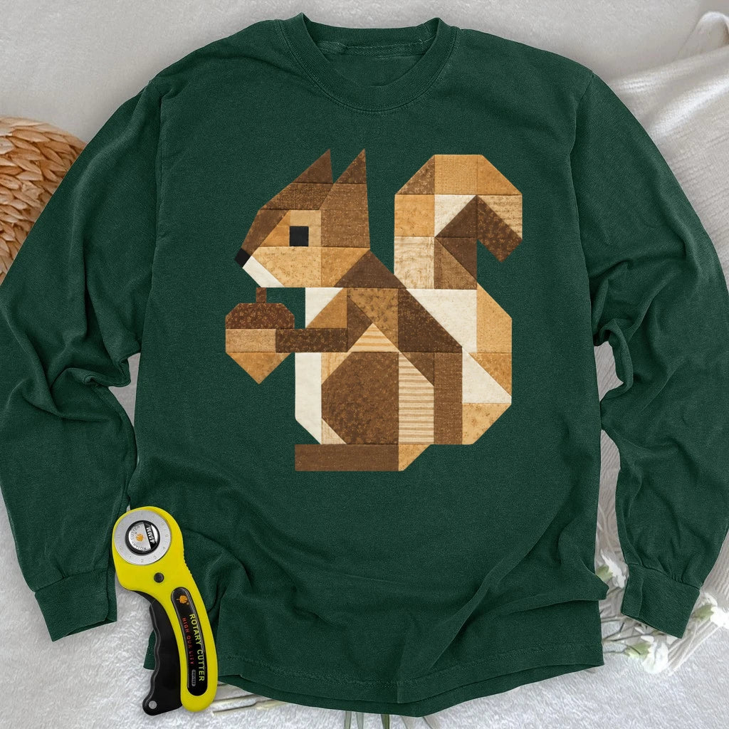 Patchwork Squirrel Long Sleeve T-shirt