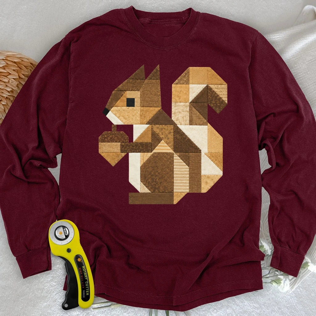 Patchwork Squirrel Long Sleeve T-shirt