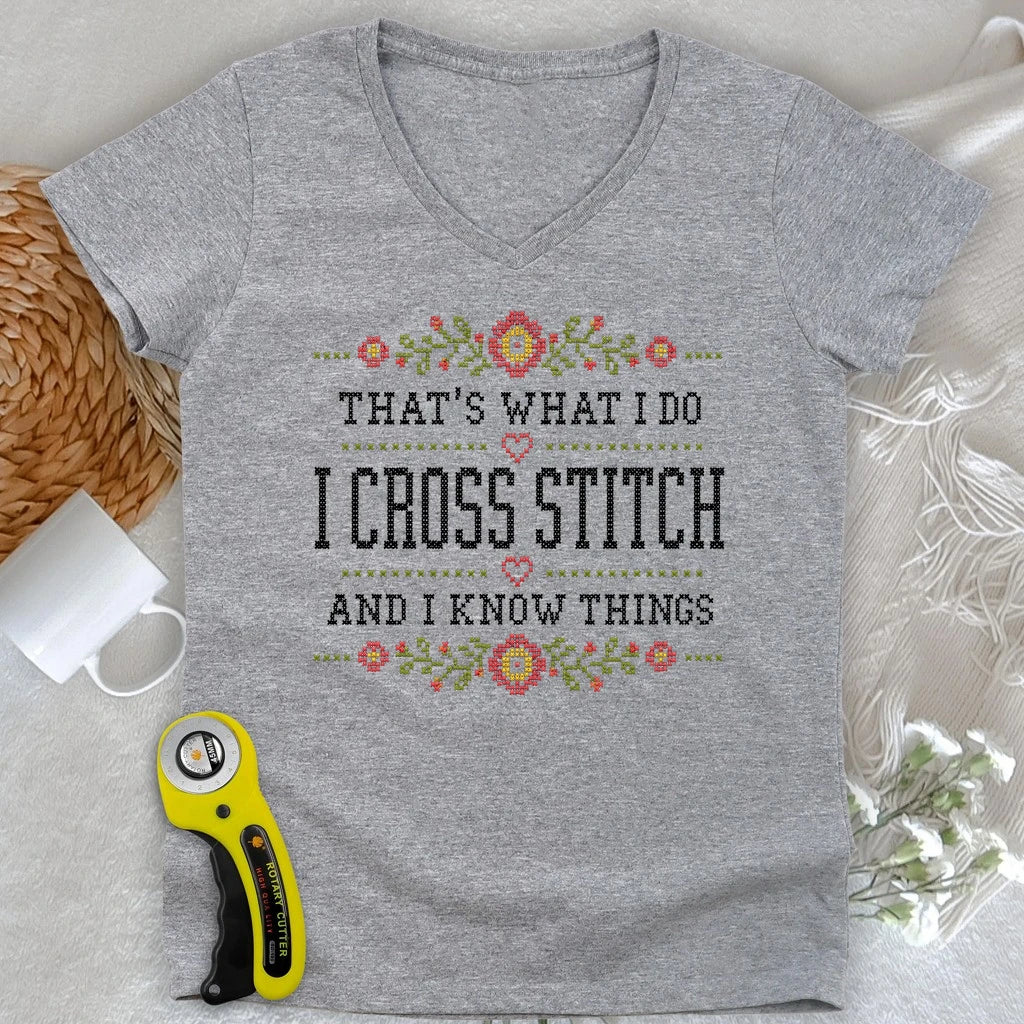Cross Stitch & Know Things Lady V-neck