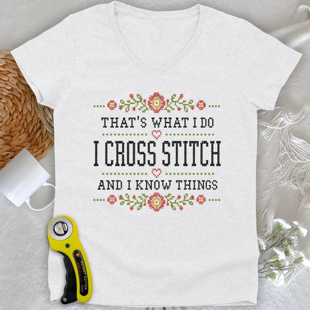 Cross Stitch & Know Things Lady V-neck