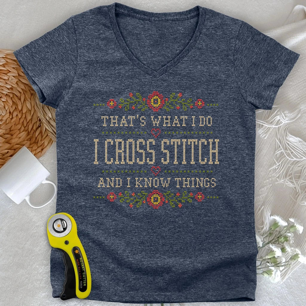 Cross Stitch & Know Things Lady V-neck