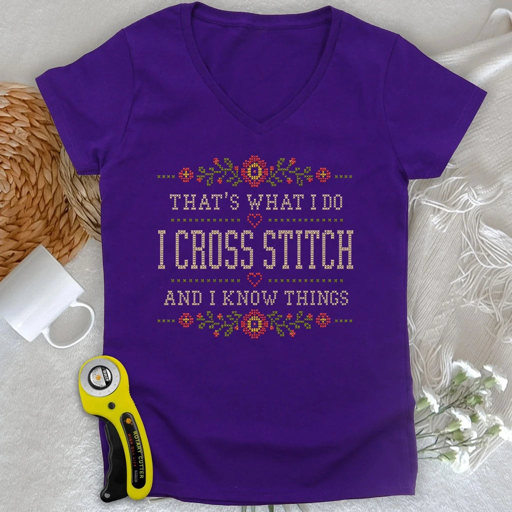 Cross Stitch & Know Things Lady V-neck