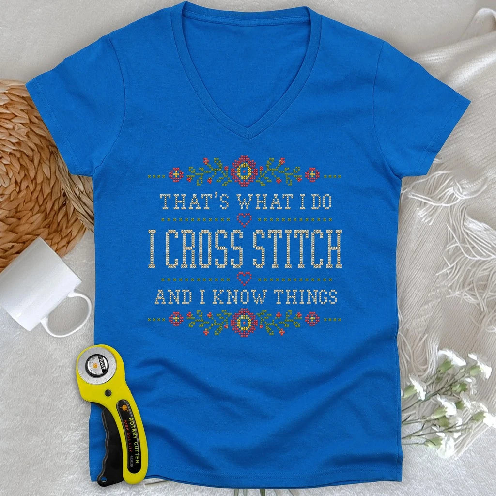 Cross Stitch & Know Things Lady V-neck