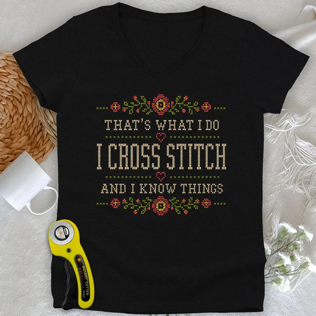 Cross Stitch & Know Things Lady V-neck