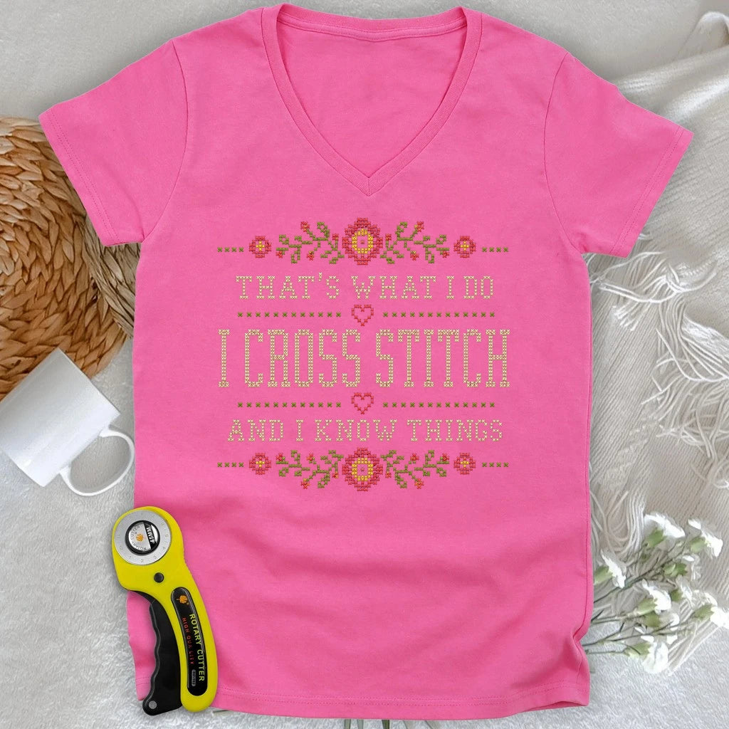 Cross Stitch & Know Things Lady V-neck