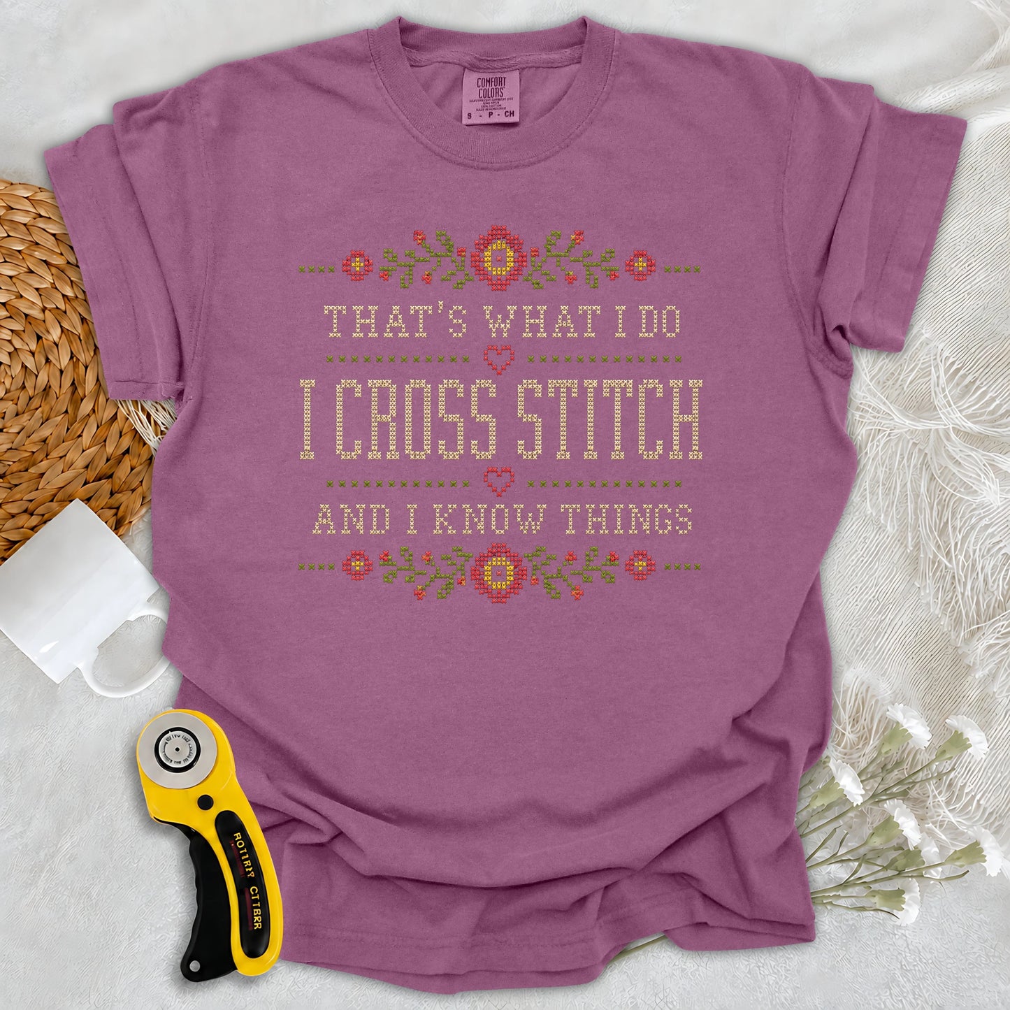 Comfort Colors Cross Stitch & Know Things T-Shirt