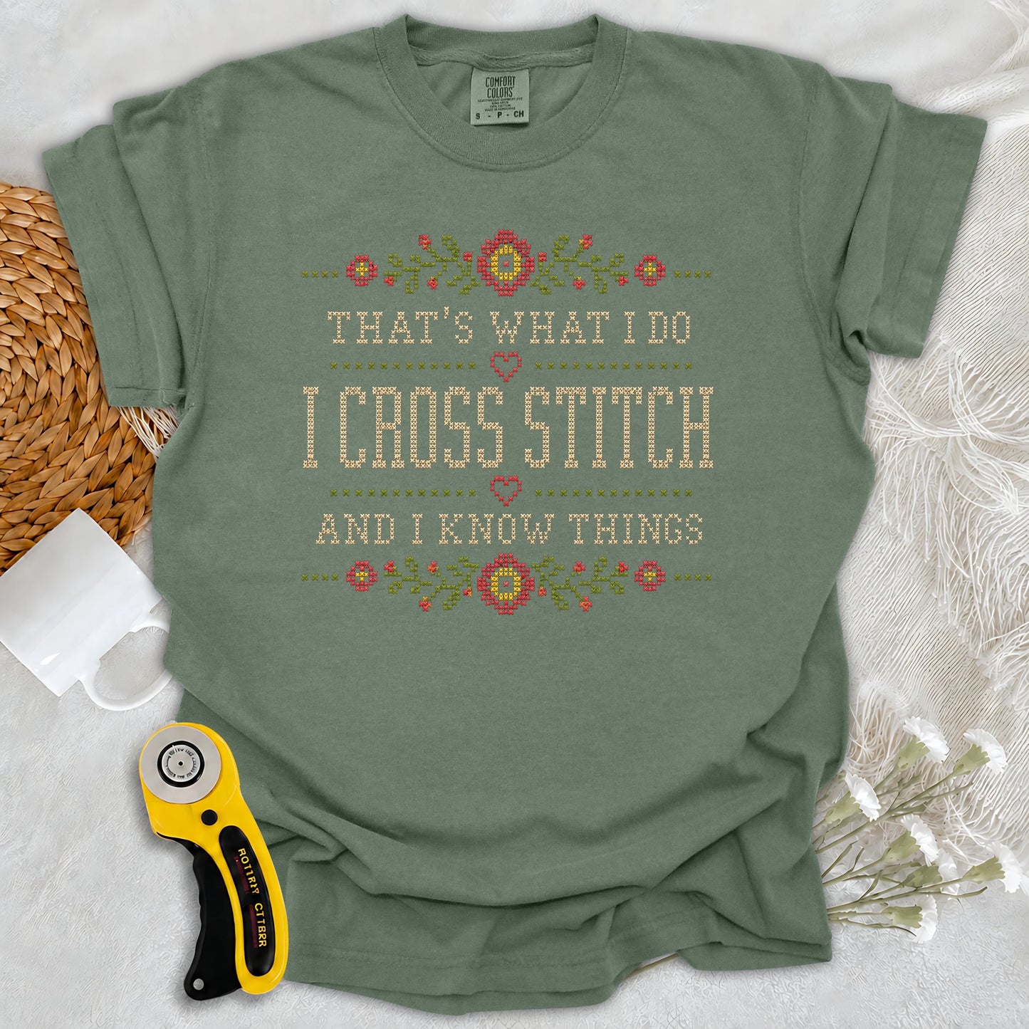 Comfort Colors Cross Stitch & Know Things T-Shirt