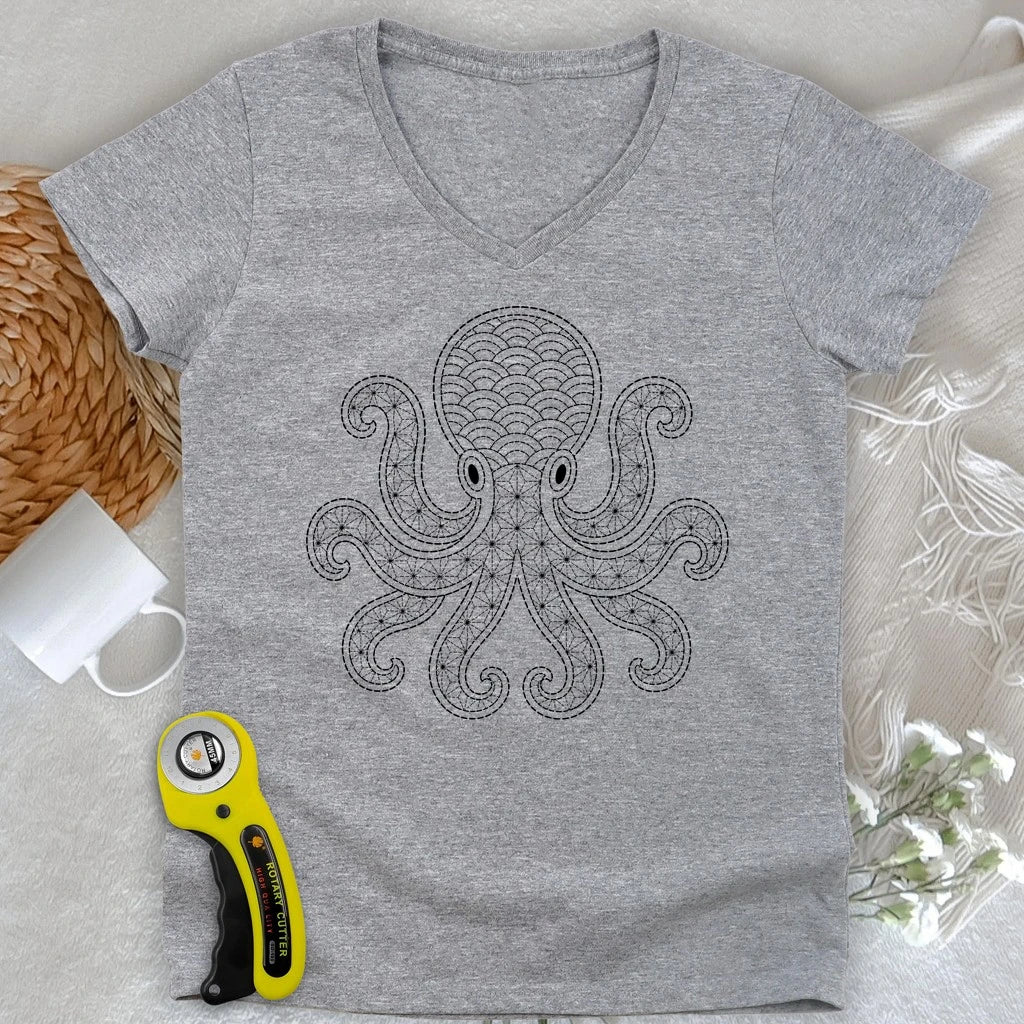 Sashiko Octopus Lady V-neck