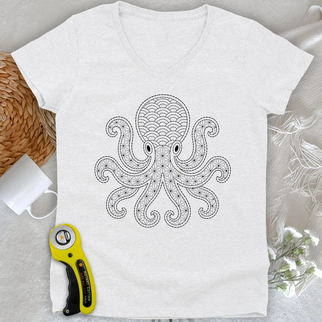 Sashiko Octopus Lady V-neck